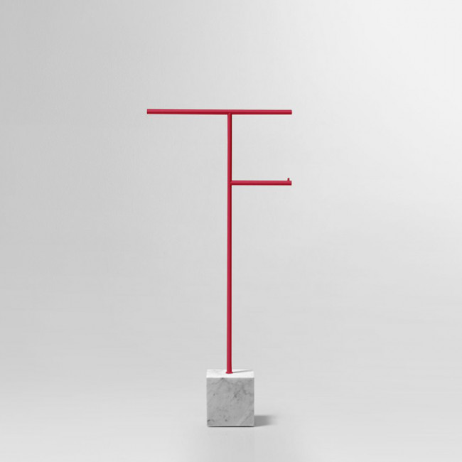 Antonio Lupi Bivio Стойка напольная 65см., с полотенцедержателем и держателем туалетной бумаги, база из мрамора Carrara satinato, цвет: Melograno goffrato Antonio Lupi Bivio Стойка напольная 65см., с полотенцедержателем и держателем туалетной бумаги, база из мрамора Carrara satinato, цвет: Melograno goffrato