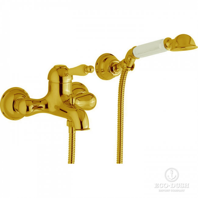 CISAL Arcana Empress Смеситель настенный для ванны/душа с ручной лейкой,держателем и шлангом, цвет: золото CISAL Arcana Empress Смеситель настенный для ванны/душа с ручной лейкой,держателем и шлангом, цвет: золото