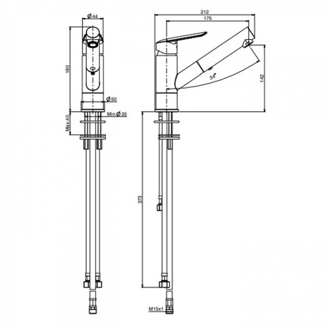 Carlo Frattini Kitchen Смеситель для кухни с выдвижной лейкой, вращающийся излив, цвет: хром