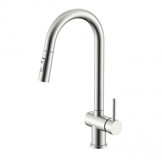 Смеситель Splenka для кухни 2-х режимный поворотный выдвижной излив, сатин (S204.49.05) Смеситель Splenka для кухни 2-х режимный поворотный выдвижной излив, сатин (S204.49.05)