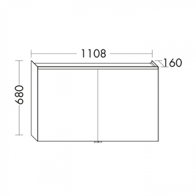 BURGBAD Iveo  Зеркальный шкаф с подсветкой , 110.8х68х16см,свет. 1 выкл. стекл полки, 2 зеркальн двери с обеих сторон, зеркальная поверхность