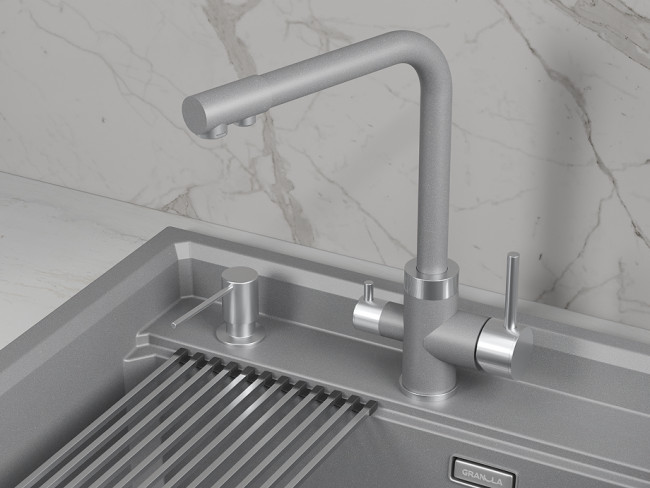 Смеситель для кухни GRANULA (5015, АЛЮМИНИУМ)