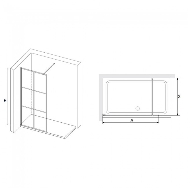 Перегородка для душа RGW WA-11B + Душевая стойка RGW SP-31B 1000 мм Черный/Прозрачное