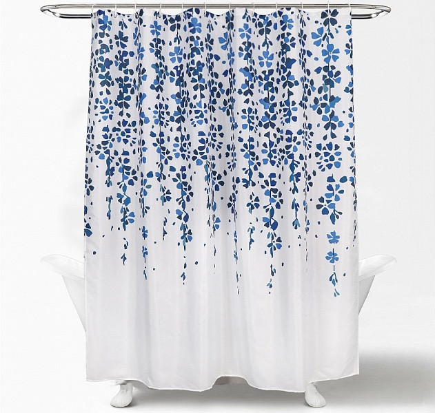 Шторка для ванной 180х180 Carnation Home Fashions Garland Blue ALA180BLU