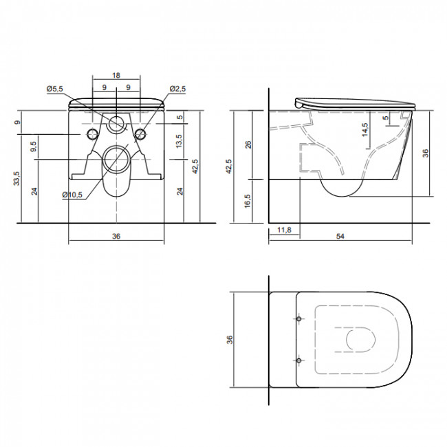 Antonio Lupi Komodo Унитаз подвесной безободковый,54х36х26h см, с сиденьем микролифт, цвет: белый глянец