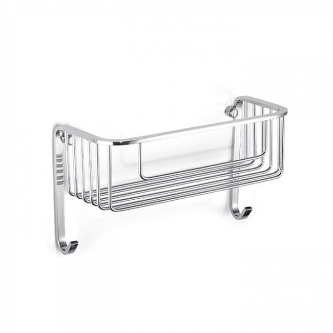 Bertocci Complementi Полка-решетка для душа 26х8,5х12 см с двумя крючками, подвесной, цвет: хром