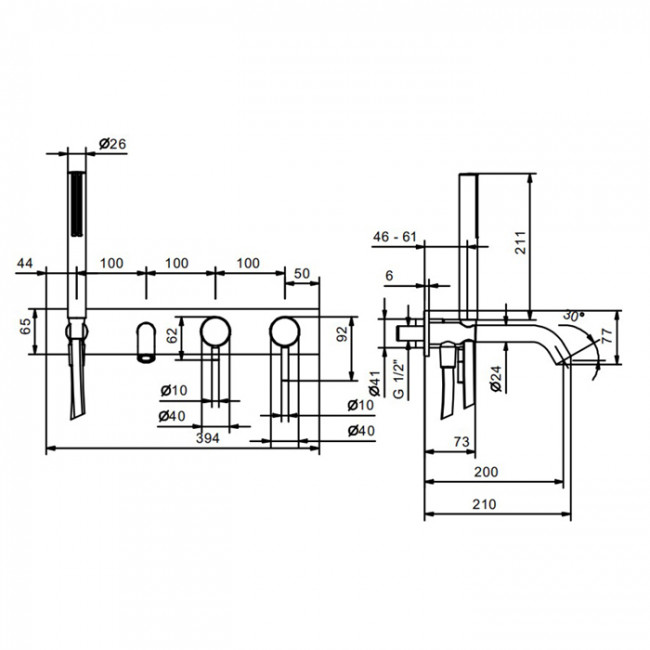 Fantini Nostromo Смеситель для ванны, встраиваемый, цвет: хром 50 02 E821B