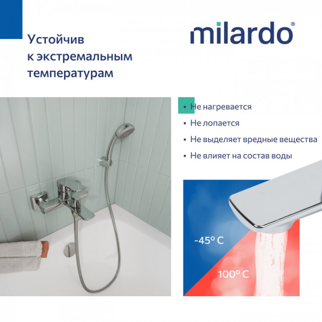 Смеситель для ванны,хром глянцевый, Poli, Milardo (POLSB00M02)