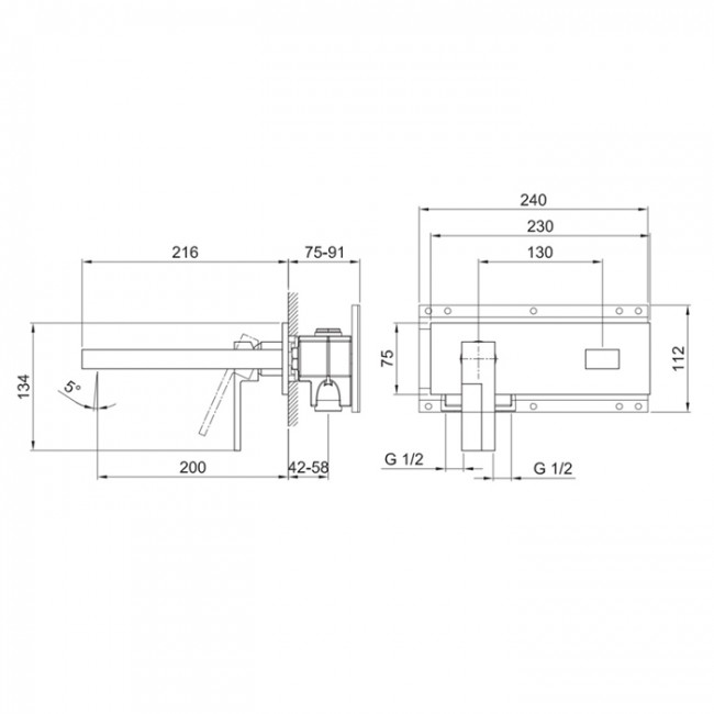 Fantini AR/38 Смеситель для раковины, встраиваемый, цвет: хром 38 02 E213SB