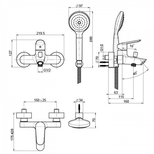 Carlo Frattini Spot Смеситель внешнего монтажа на ванну без душевого комплекта, цвет: хром F3004CR