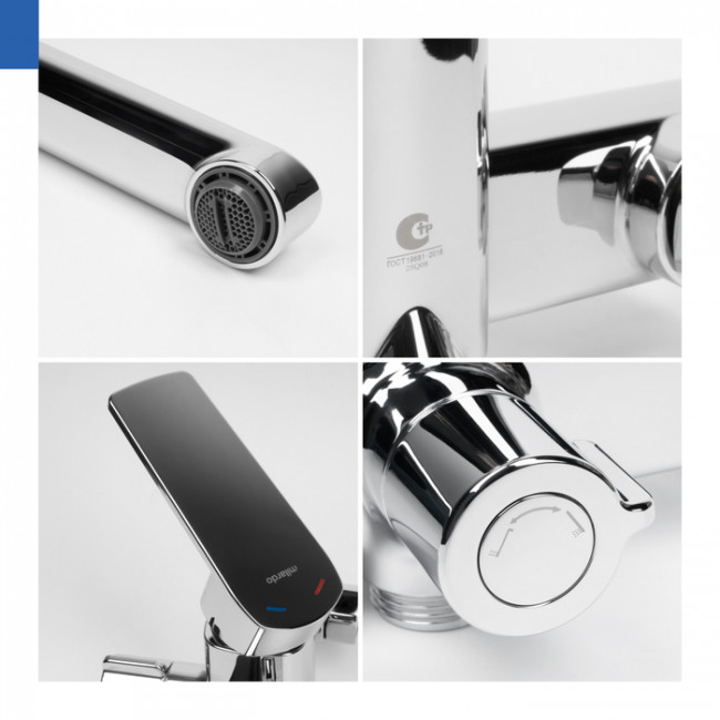 Смеситель для ванны с длинным изливом, хром глянцевый, Poli, Milardo (POLSB00M10)