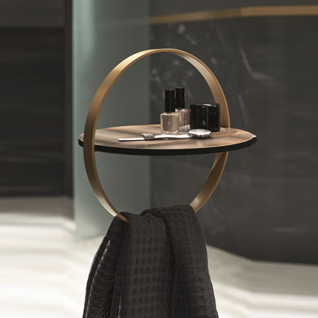 Burgbad Lavo 2.0 Полка напольная O31х30см., с полотенцедержателем, цвет: золото