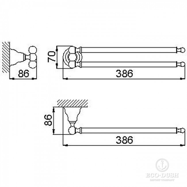 CISAL Arcana Полотенцедержатель двойной 38.6см., цвет: хром CISAL Arcana Полотенцедержатель двойной 38.6см., цвет: хром