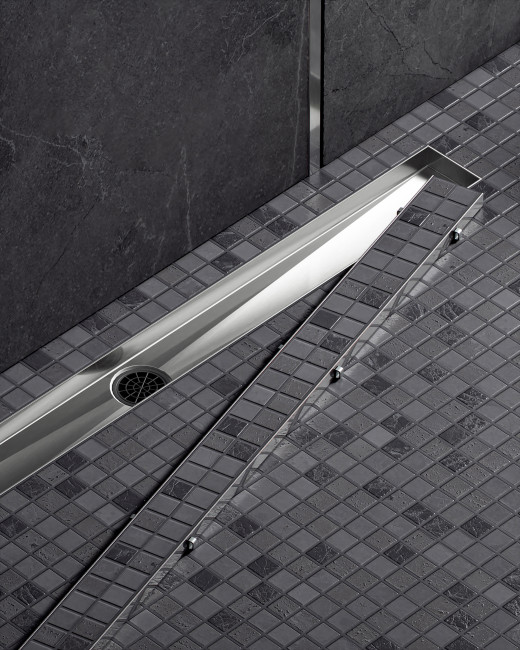 Душевой лоток TIMO Drain System 600 с двусторонней панелью "plate" под плитку, Хром (DS230206/00)