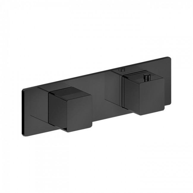 Fantini Mint Смеситель для душа, встраиваемый, термостатический, с переключателем на 3 положения, внешняя часть, цвет: черный матовый