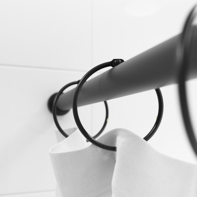 Набор колец для шторы в ванную комнату, металл, черный матовый, IDDIS, (RM01BLOi15)