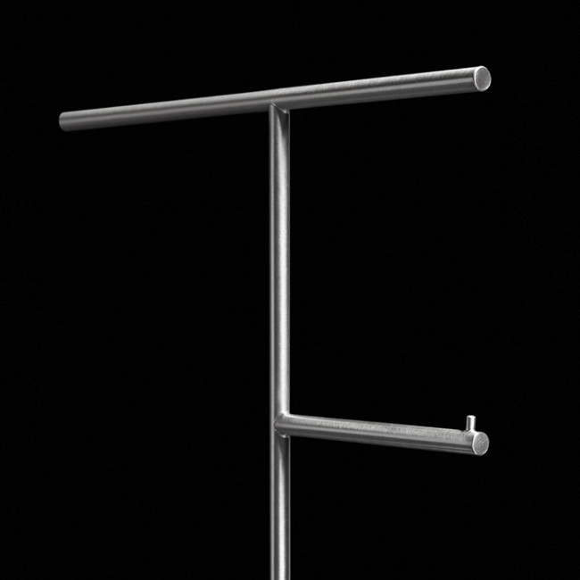 Antonio Lupi Bivio Стойка напольная 65см., с полотенцедержателем и держателем туалетной бумаги, база из мрамора Carrara satinato, структура Satin steel