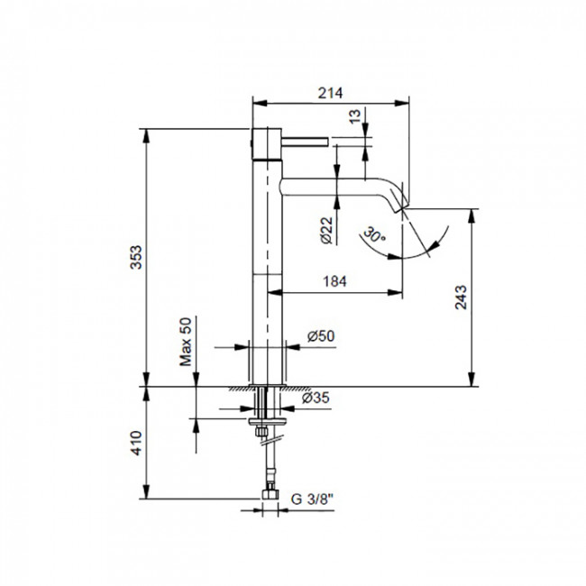 Fantini AF/21 Смеситель для раковины, 1 отв., высокий излив:18.4 см, цвет: Matt Gun Metal PVD
