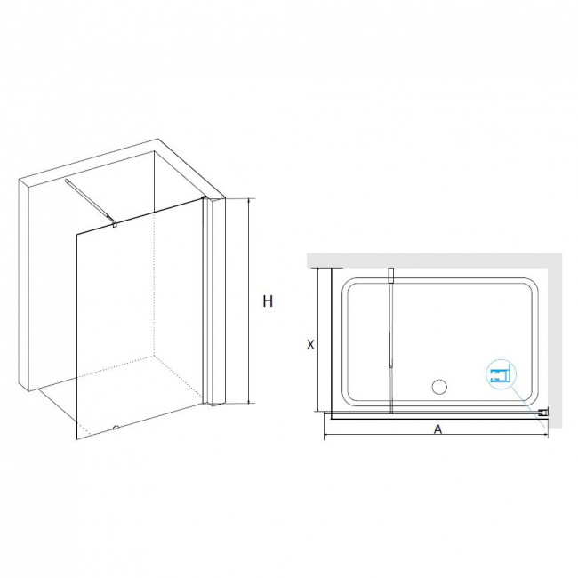 Перегородка для душа RGW WA-02 700 мм Хром/Cora