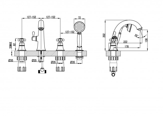 Смеситель на борт ванны Lemark Vintage (LM2841B)
