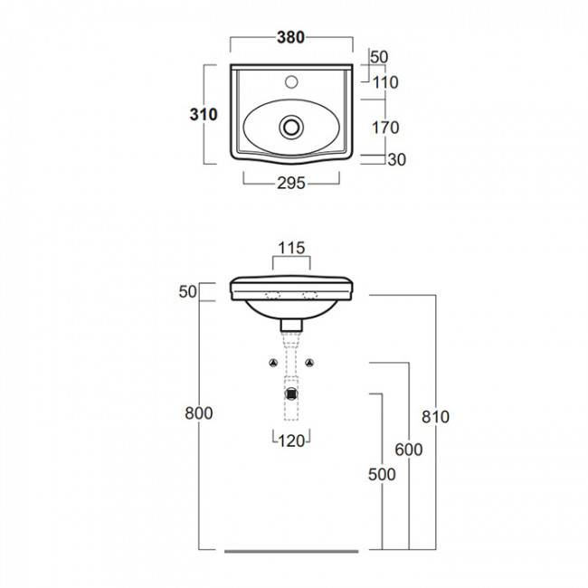 SIMAS Londra Раковина 38х31 см, 1 отв., цвет: белый