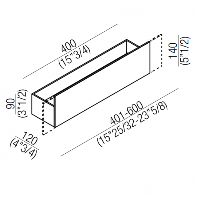 Agape Sen Полочка 40см, с удлинённой передней частью 60см, цвет: черный
