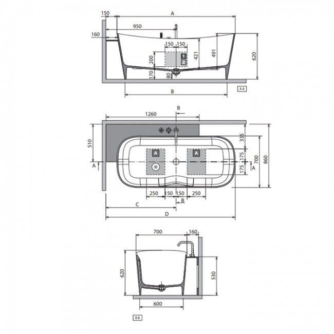 Novellini Ship Ванна угловая 175х86х62см., Sx, со смесителем, с донным клапаном click-clack, novotech, цвет: белый матовый Novellini Ship Ванна угловая 175х86х62см., Sx, со смесителем, с донным клапаном click-clack, novotech, цвет: белый матовый