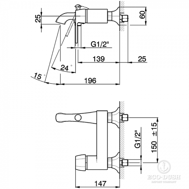 CISAL Cherie Смеситель для ванны однорычажный, без душевого комплекта, цвет: хром/черный