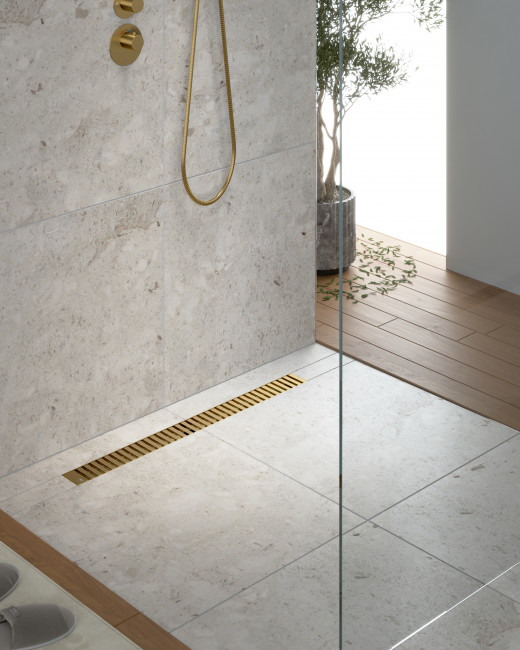 Душевой лоток TIMO Drain System 700 с вставкой "lines", Золото матовое (DS230107/17)