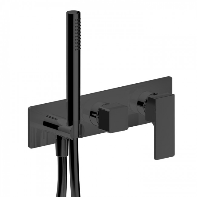 Fantini Mint Смеситель для душа, встраиваемый, на 2 источника, с ручн душем, (наружная часть), цвет: черный матовый Fantini Mint Смеситель для душа, встраиваемый, на 2 источника, с ручн душем, (наружная часть), цвет: черный матовый