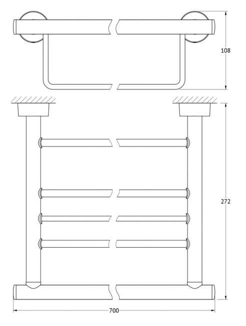 Полка для полотенец с нижним держателем 70 см FBS Nostalgy NOS 043 Полка для полотенец с нижним держателем 70 см FBS Nostalgy NOS 043