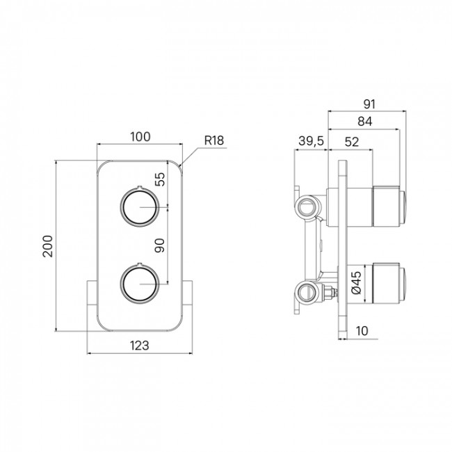 Смеситель IDDIS с двумя выходами с управлением Push Control встраиваемый  Slide (SLISBBTi67)