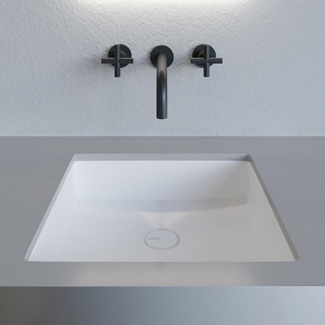 Salini Marea Раковина врезная снизу 42х42х13cм, без отв., без перелива, S-Stone, цвет: белый матовый