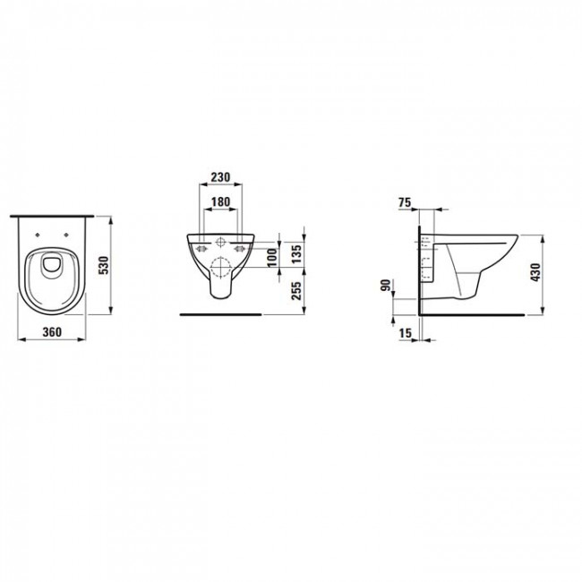 Laufen Pro Унитаз подвесной 30x36x34.5см., безободковый, цвет: белый