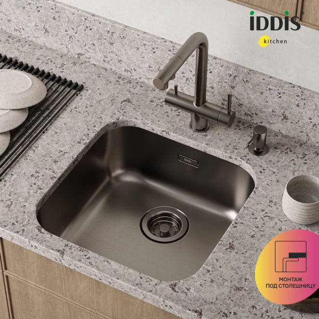 Мойка IDDIS Mate нерж. сталь, графит, 446*446 (MAT44GMi77)