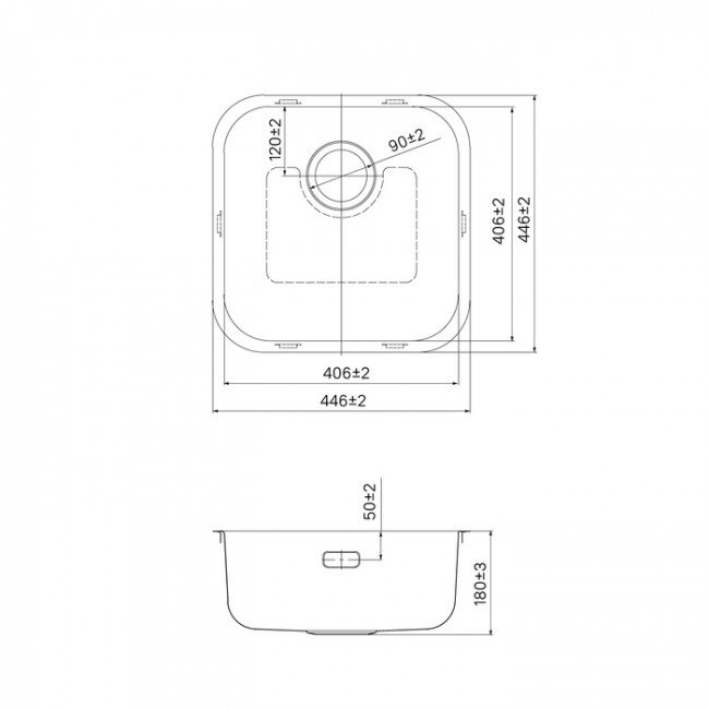 Мойка IDDIS Mate нерж. сталь, графит, 446*446 (MAT44GMi77)