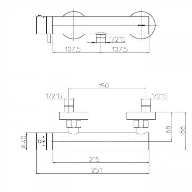 Bossini Z005131.073 Oki Смеситель для душа, наружный с выходом на 1/2”, цвет: черный матовый Z005131.073
