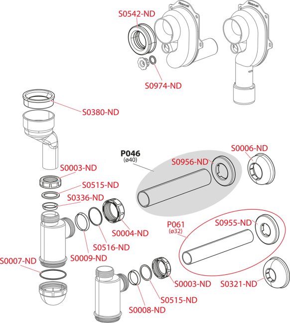 Alcaplast A45C Cифон для писсуара вертикальный DN40 и DN50
