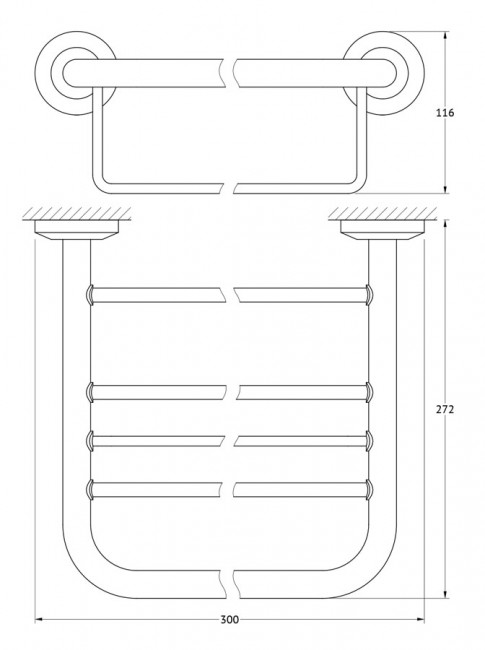 Полка для полотенец со штангой 30 см FBS Standard STA 039
