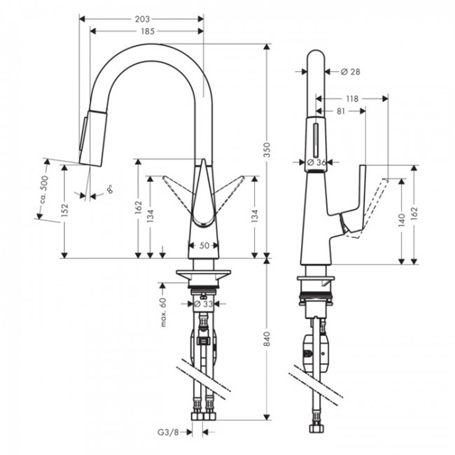 Hansgrohe Talis M51 Смеситель для кухни, на 1 отв однорычажный, поворотный излив 18.5см с вытяжным душем, 2jet, h15.2см, цвет: хром Hansgrohe Talis M51 Смеситель для кухни, на 1 отв однорычажный, поворотный излив 18.5см с вытяжным душем, 2jet, h15.2см, цвет: хром