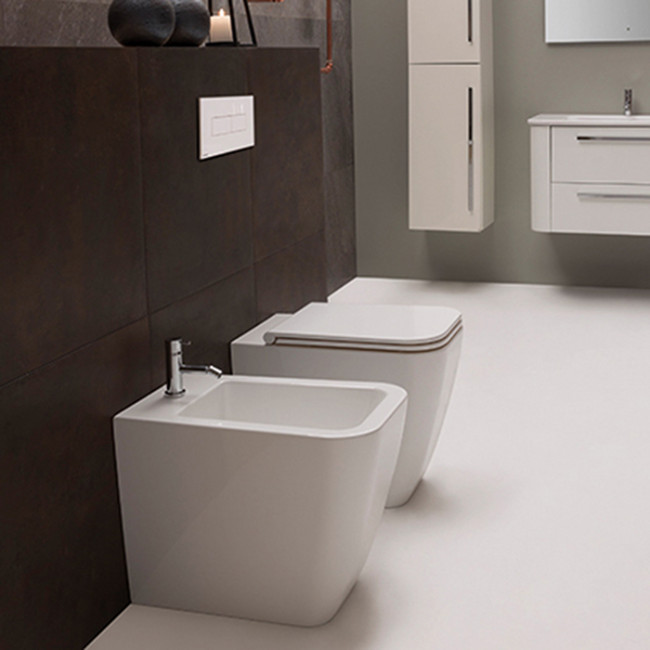 Globo Stone Унитаз 56х36см., напольный, с системой скрытого крепежа, слив универсальный, цвет: белый