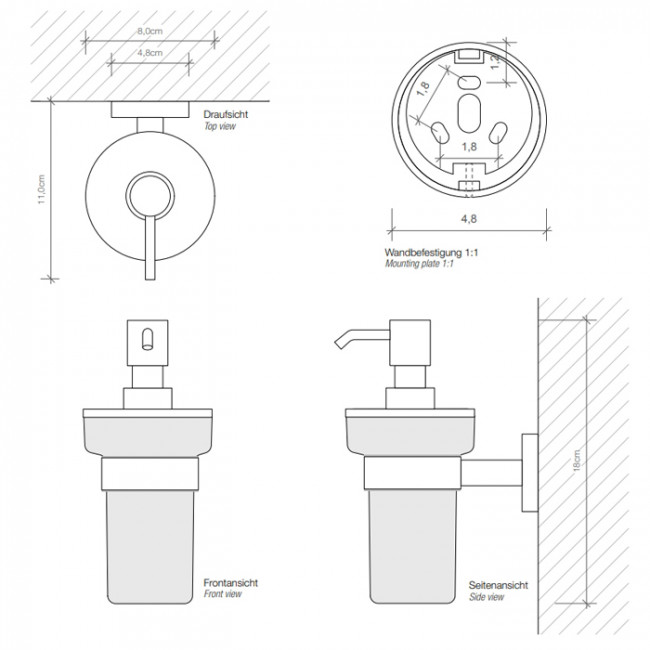 Decor Walther Basic WSP Дозатор для мыла, подвесной, цвет: черный матовый