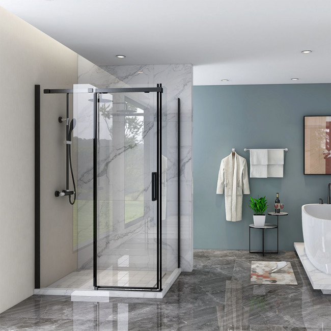 Душевой угол Veconi Rovigo RV070-13090PR-01-19C4, 1300х900х1950, черный,  прозрачное