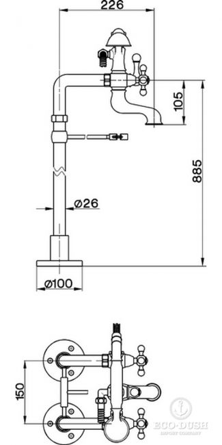 CISAL Arcana Напольный смеситель для ванны с душевым комплектом, цвет: золото