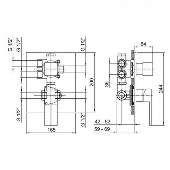 Fantini Внутренняя часть смесителя для душа, переключатель на 3 источника, с Eco System, 1/2" Fantini Внутренняя часть смесителя для душа, переключатель на 3 источника, с Eco System, 1/2"