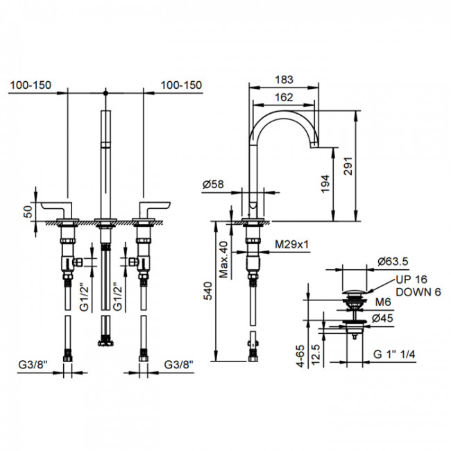 Fantini Icona Deco Смеситель для раковины, 3 отверстия, цвет: матовая медь