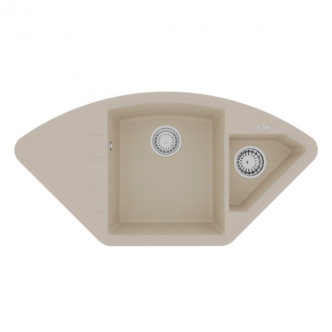 Кухонная мойка Lemark IRKANA 980 врезная угловая с доп. чашей и крылом из кварцгранита цвет: Бежевый (9910044)