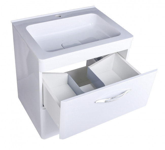 Style Line Тумба с раковиной подвесная "Каре 70" (2 ящ.) Люкс белая, PLUS Style Line Тумба с раковиной подвесная "Каре 70" (2 ящ.) Люкс белая, PLUS