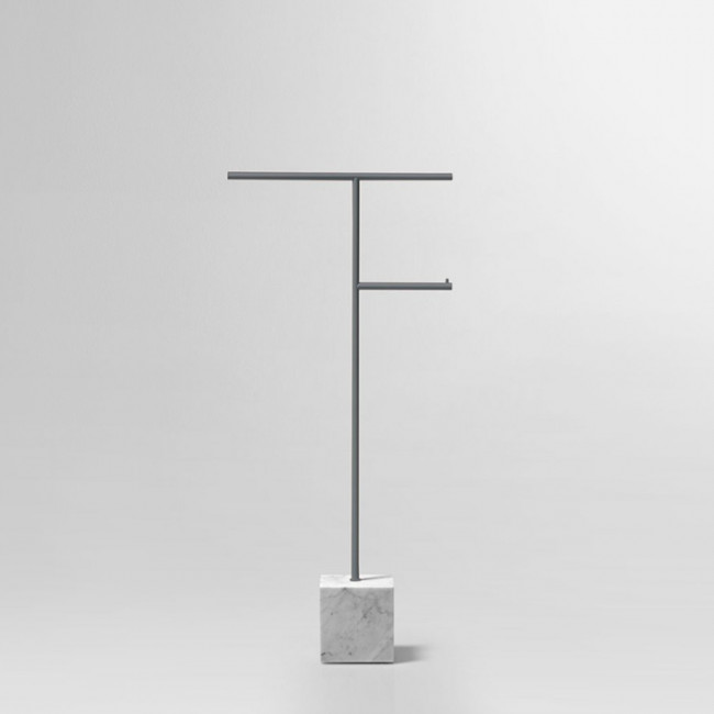 Antonio Lupi Bivio Стойка напольная 65см., с полотенцедержателем и держателем туалетной бумаги, цвет: Carrara satinato|Grigio pioggia goffrato Antonio Lupi Bivio Стойка напольная 65см., с полотенцедержателем и держателем туалетной бумаги, цвет: Carrara satinato|Grigio pioggia goffrato