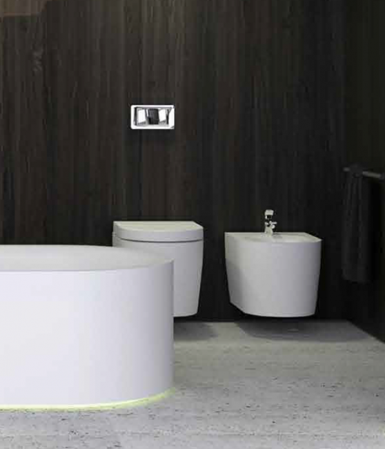 KNIEF Moon унитаз подвесной безободковый  59х39х36 см, с подсветкой ,  цвет: белый матовый